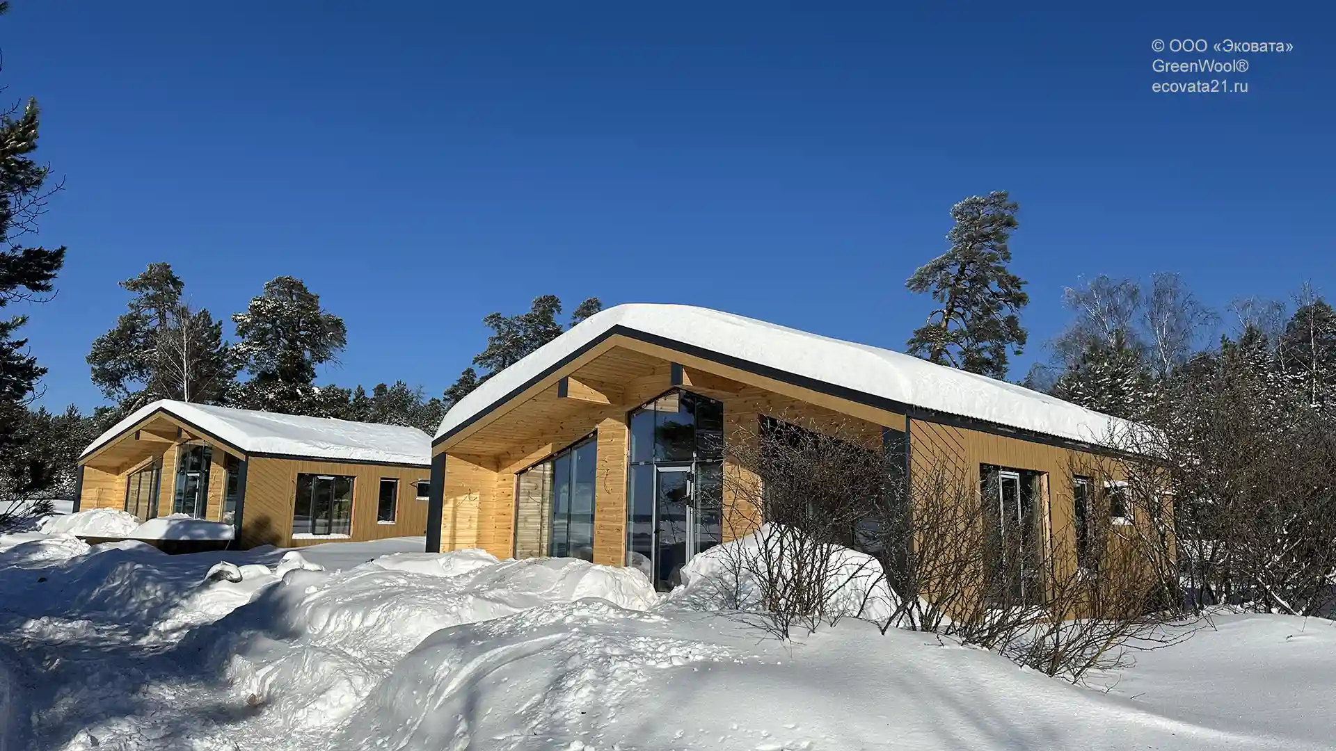 22 каркасных дома разной величины. Мы утеплили Эковатой GreenWool 22 дома базы отдыха в Чувашии.